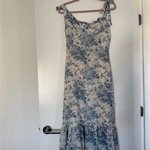 Chicwish Blue and Cream Floral Maxi Dress
